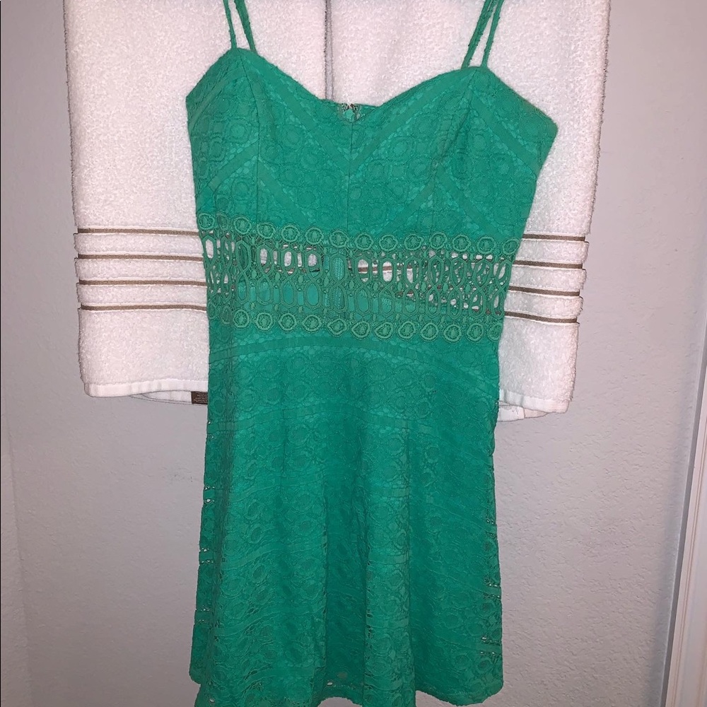Lace dress with mid see through detail